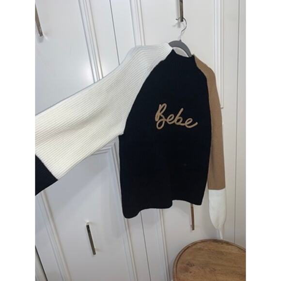 NWT Bebe Women's XL Color‎ Block Mock Neck Pullover Sweater Multicolor - Picture 2 of 8